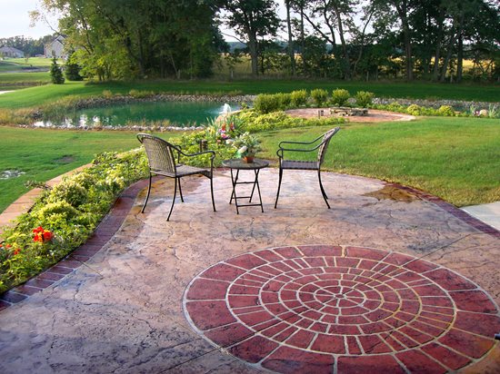 stamped concrete patio brick border concreations llc 60098